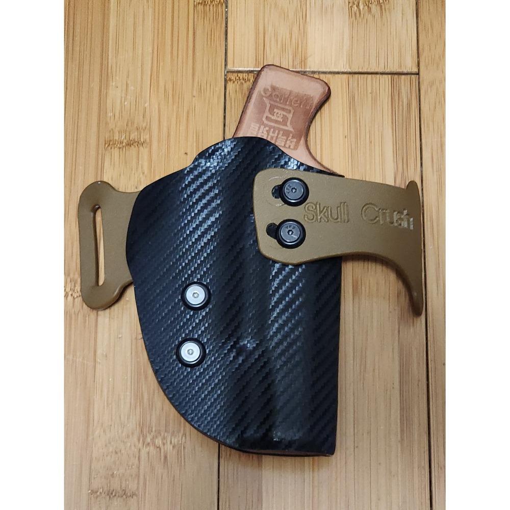 Garrett Skull Crush 1911 Pistol OWB Right Hand Leather Lined Kydex Holster Black